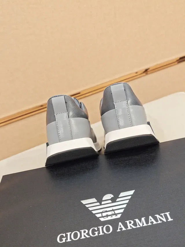 Emporio Armani Gray White Slip-On Layered Midsole Lifestyle Sneakers 3