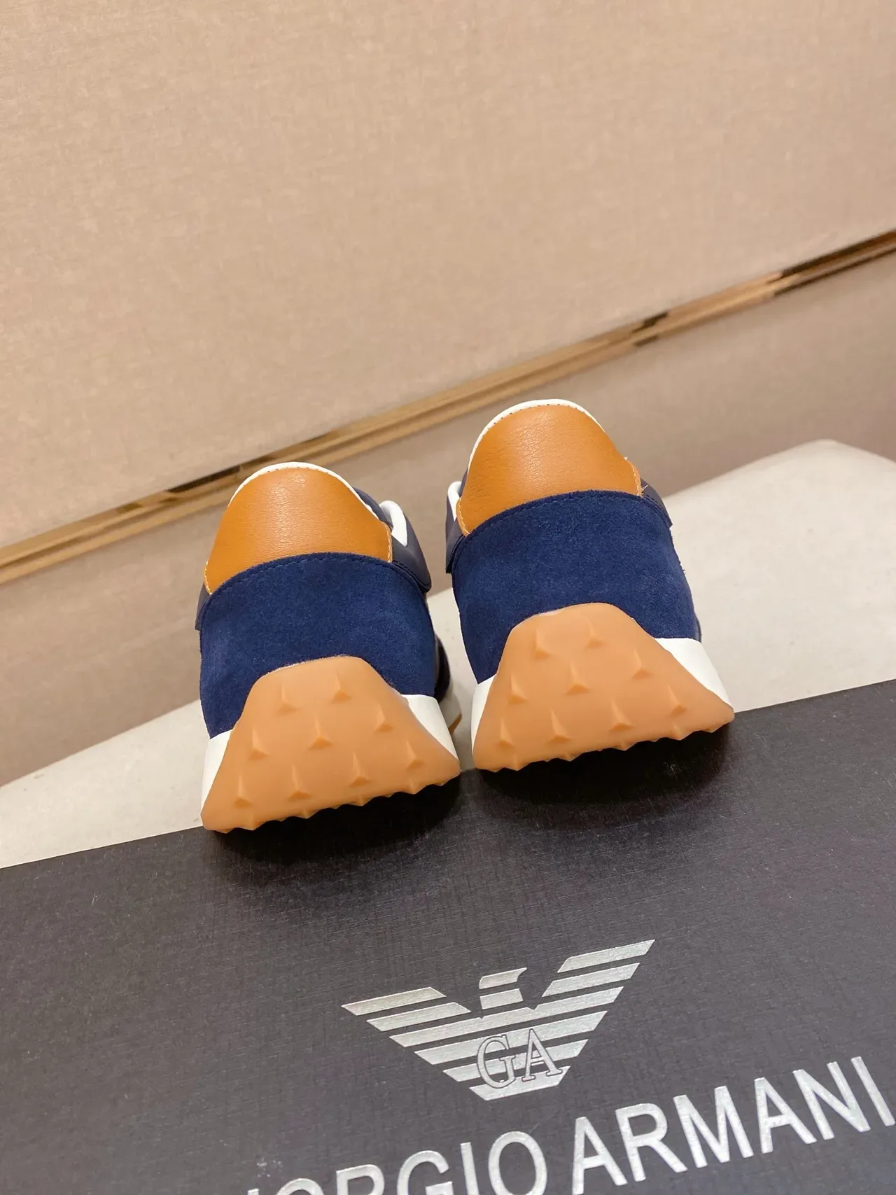 Emporio Armani Navy Blue Leather-Suede Eagle Logo Lifestyle Sneaker 3