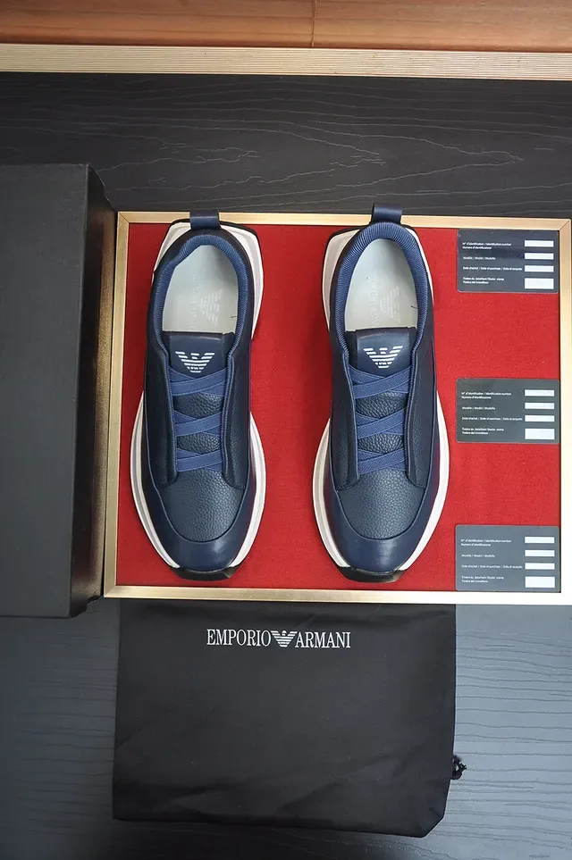 Emporio Armani Navy Blue Slip-On Leather Sneaker 5