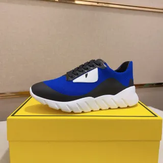 Fendi Blue Black Sole Knit Upper Chunky Sneakers