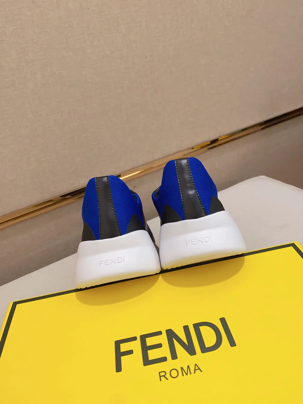 Fendi Blue Black Sole Knit Upper Chunky Sneakers 3