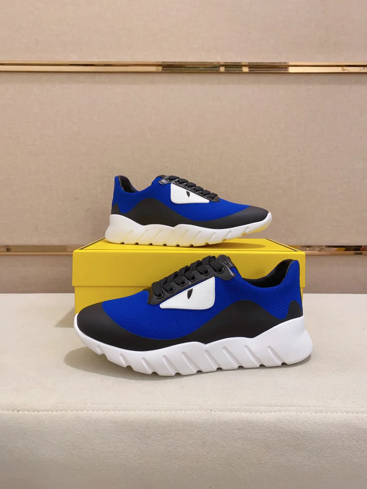 Fendi Blue Black Sole Knit Upper Chunky Sneakers 4