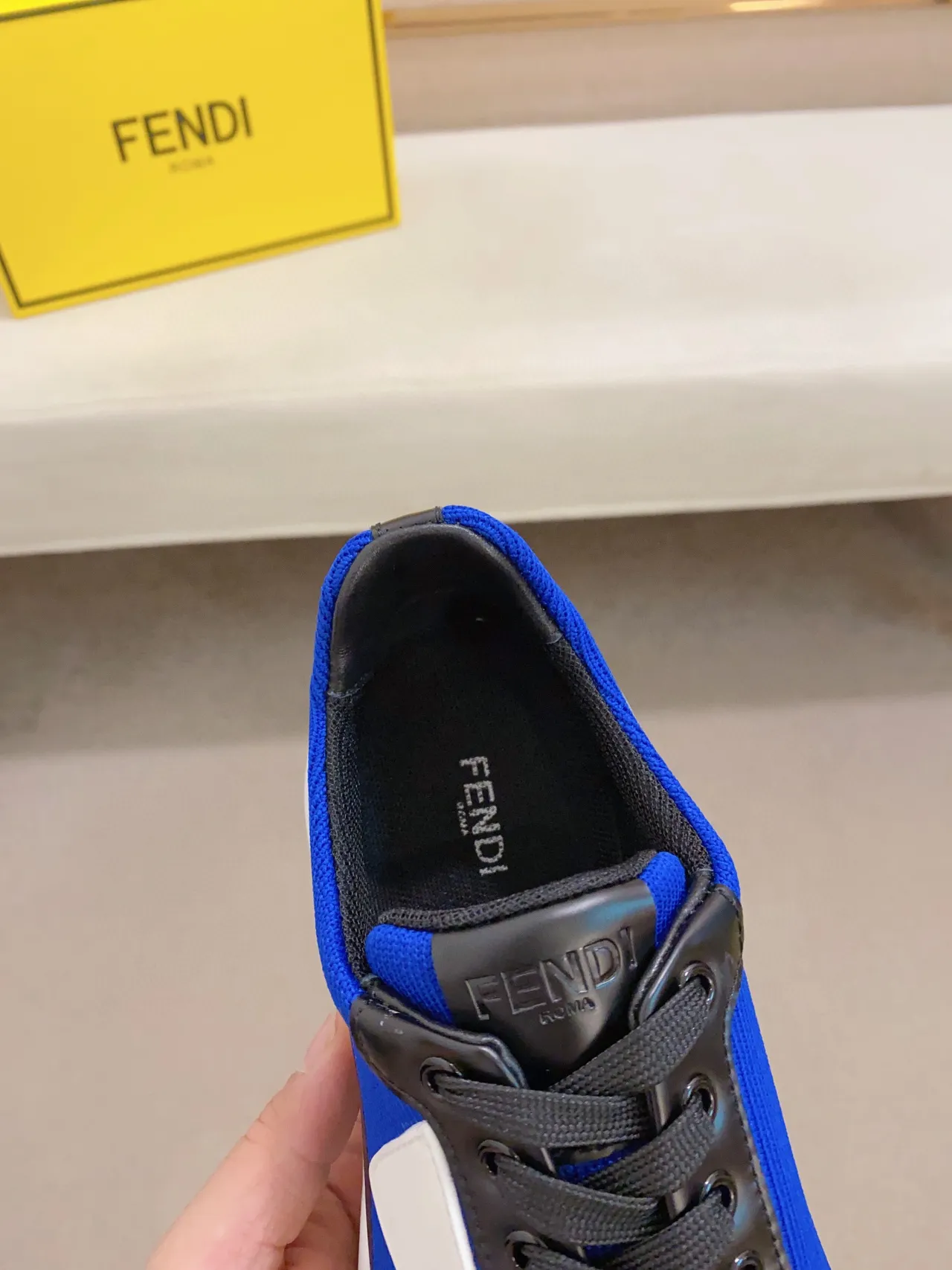 Fendi Blue Black Sole Knit Upper Chunky Sneakers 5
