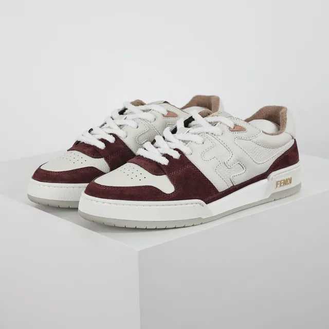 Fendi FF Low Borgonha e Branco Tênis Lifestyle 2