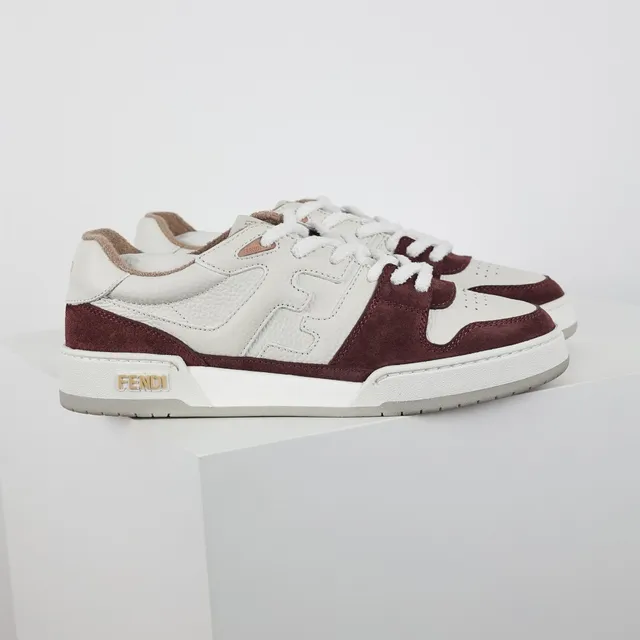 Fendi FF Low Borgonha e Branco Tênis Lifestyle 3