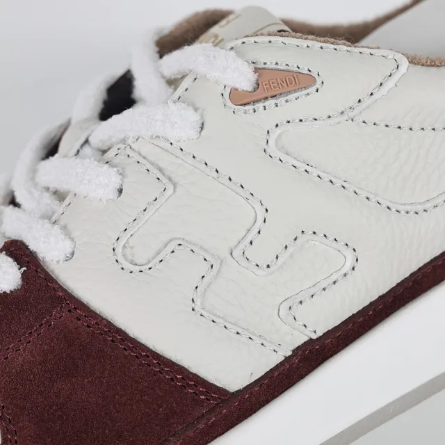 Fendi FF Low Borgonha e Branco Tênis Lifestyle 6