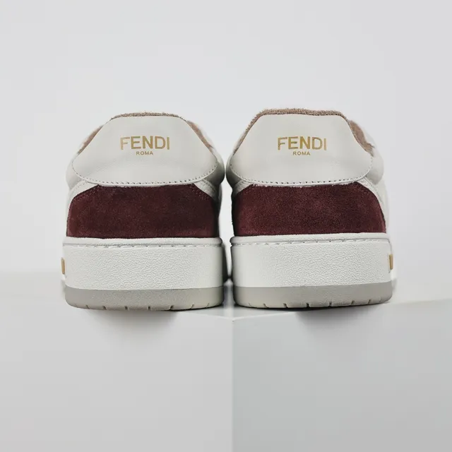 Fendi FF Low Borgonha e Branco Tênis Lifestyle 8
