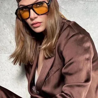 Fendi FF Oversized Amber Tinted Sunglasses