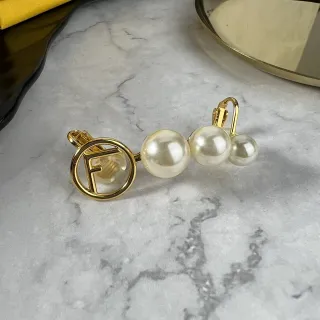 Fendi FF Pearl Triple Pearl Clip-On Earrings