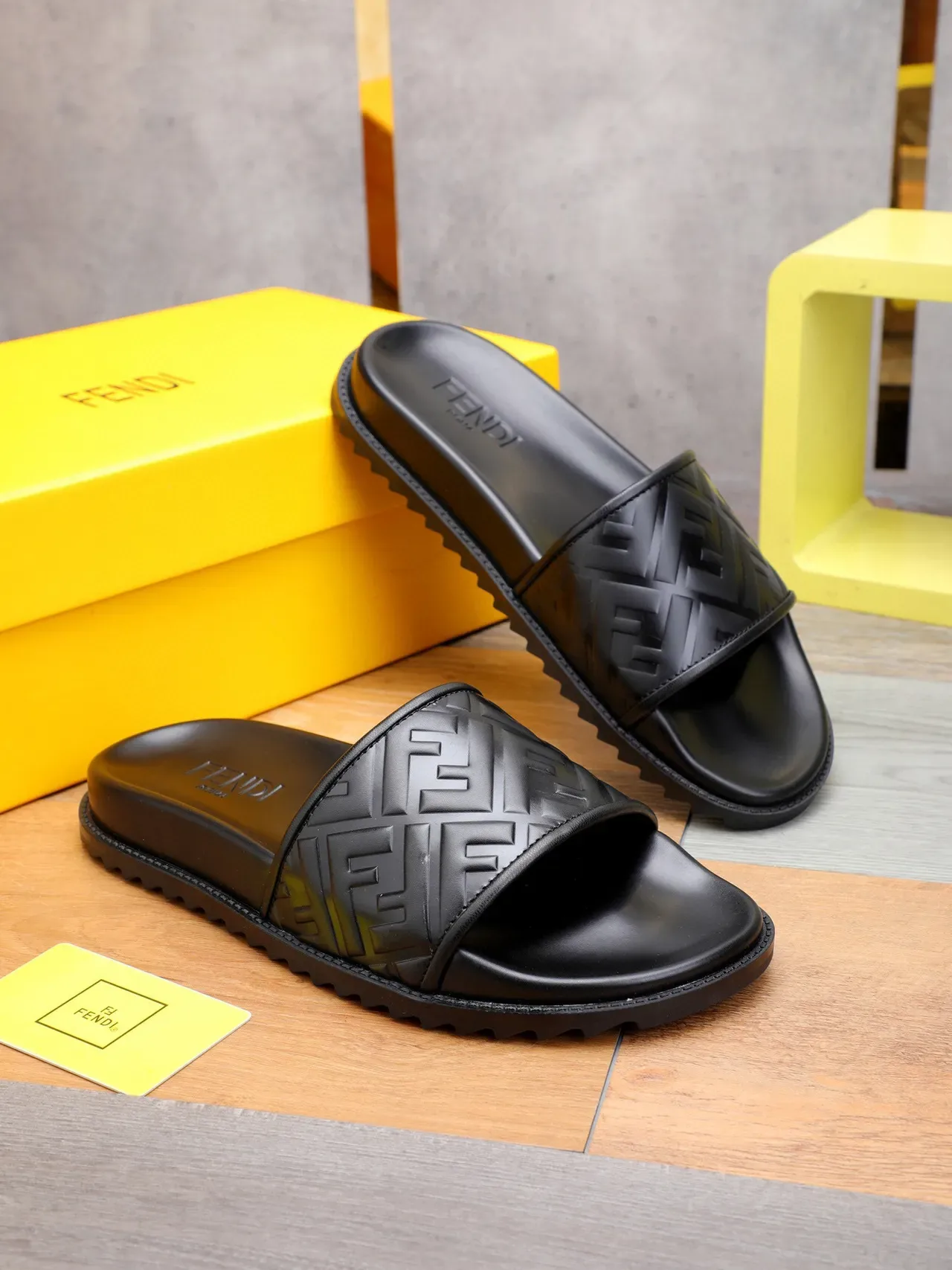 Fendi FF Slide Black Slippers 6