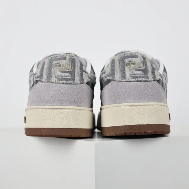 Fendi First Gray Beige Low-Top Suede And Monogram Textile Lifestyle Sneakers 8