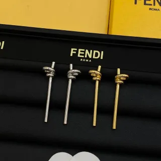 Fendi Gold Silver Knot-Motif Post-Style Earrings