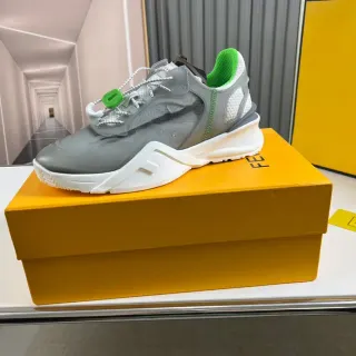 Fendi Gray Green Sculpted Sole Layered Mesh And Synthetic Upper Chunky Sneakers