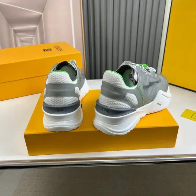 Fendi Gris Verde Suela Esculpida Malla y Sintético Superior Zapatillas Chunky 6