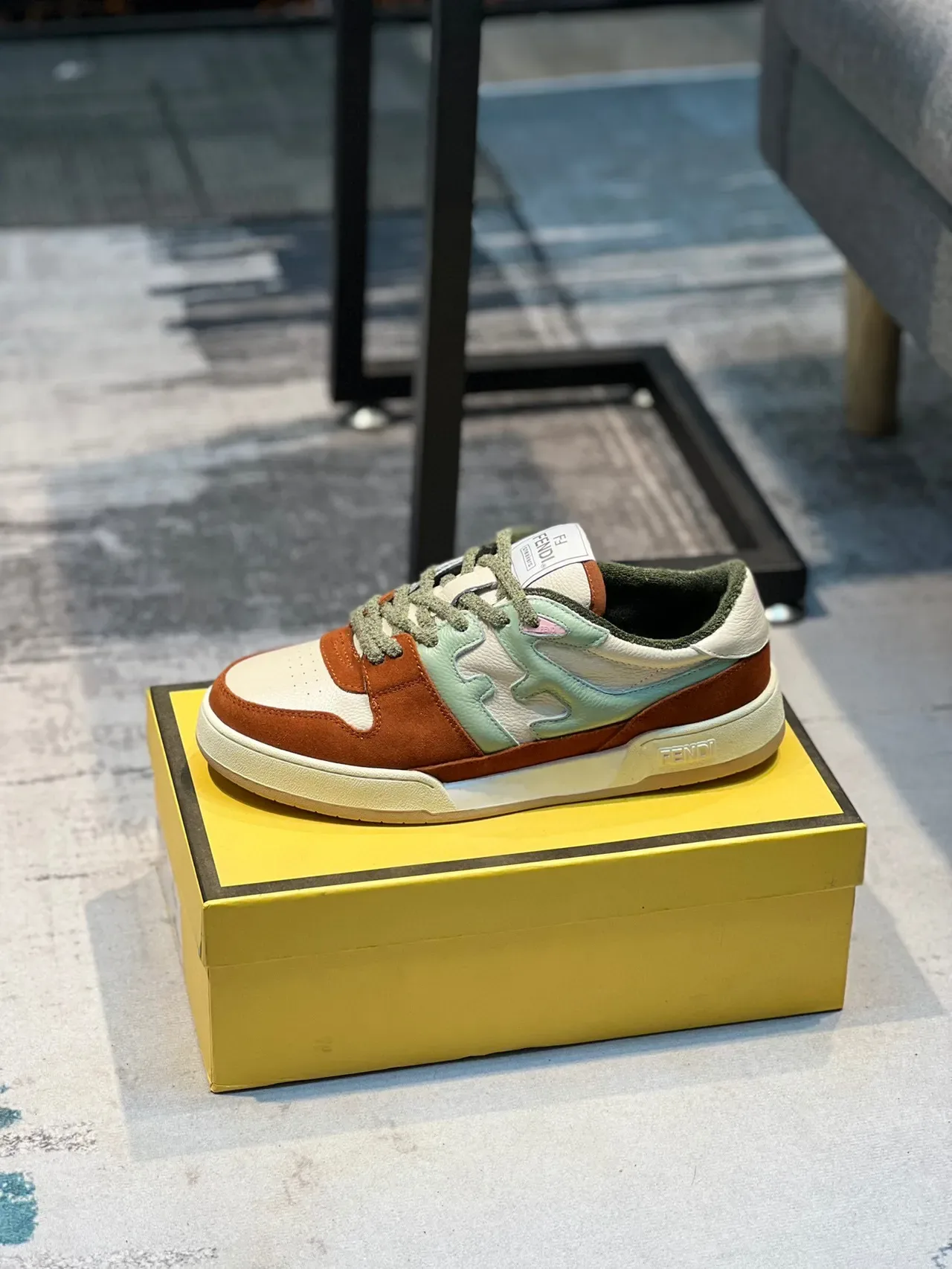 Fendi Lifestyle Sneaker Brown Multicolor Multi-Panel Color-Blocked Suede And Leather Mix Lifestyle Sneakers 1