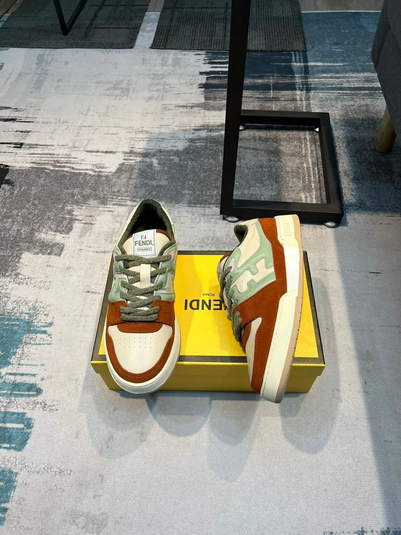 Fendi Lifestyle Sneaker Brown Multicolor Multi-Panel Color-Blocked Suede And Leather Mix Lifestyle Sneakers 4