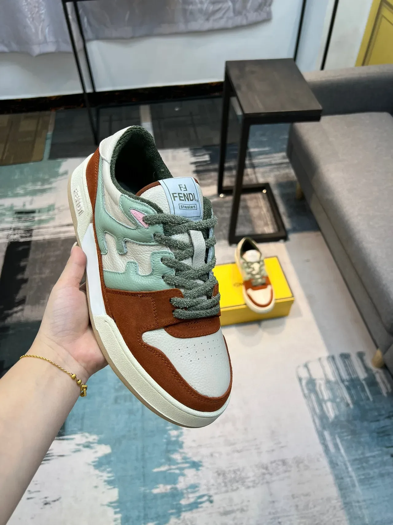 Fendi Lifestyle Sneaker Brown Multicolor Multi-Panel Color-Blocked Suede And Leather Mix Lifestyle Sneakers 6
