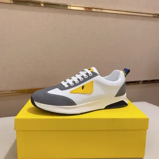 Fendi Mania White Gray Yellow Monster Eye Lifestyle Sneakers