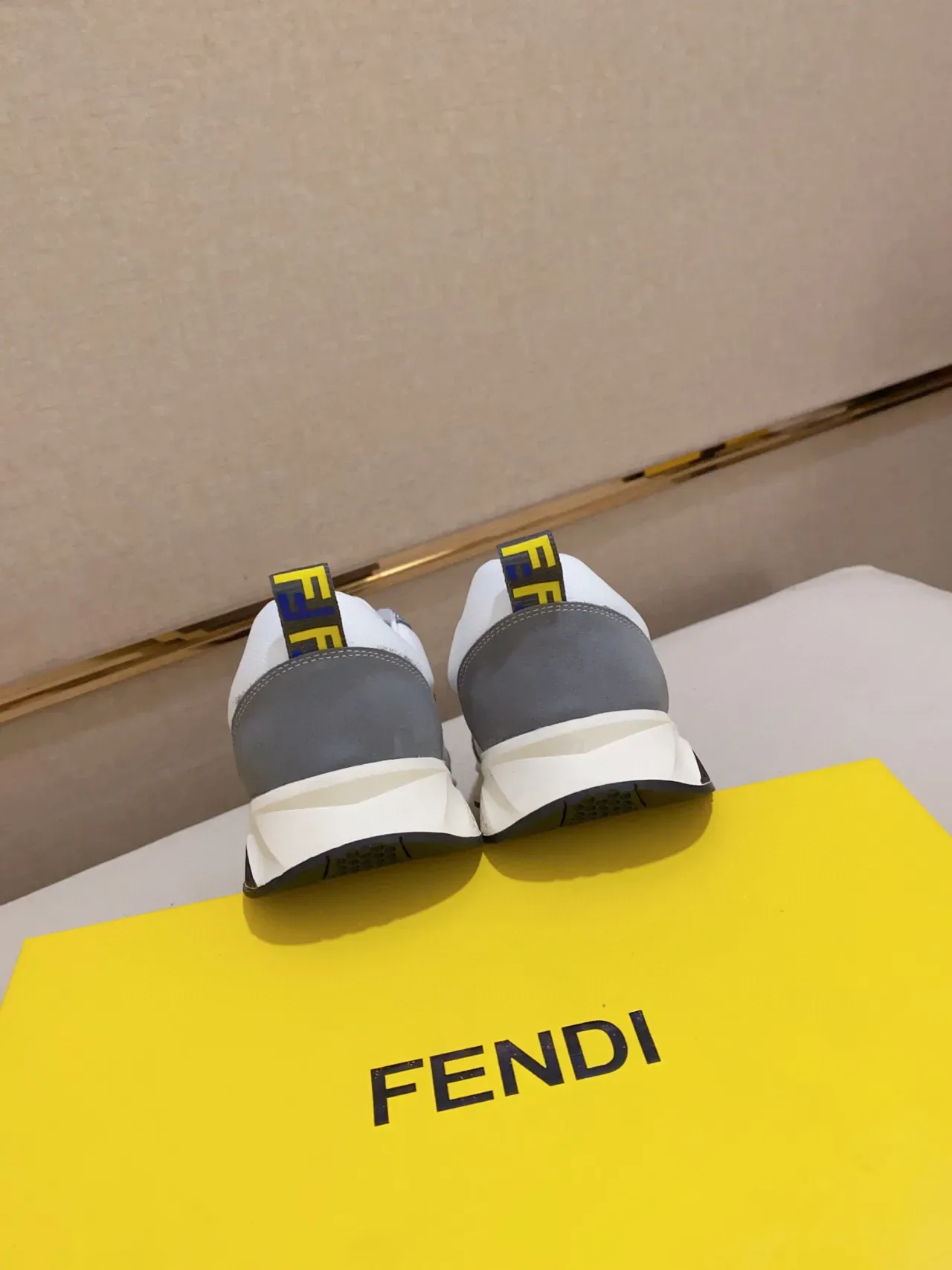Fendi Mania White Gray Yellow Monster Eye Lifestyle Sneakers 3