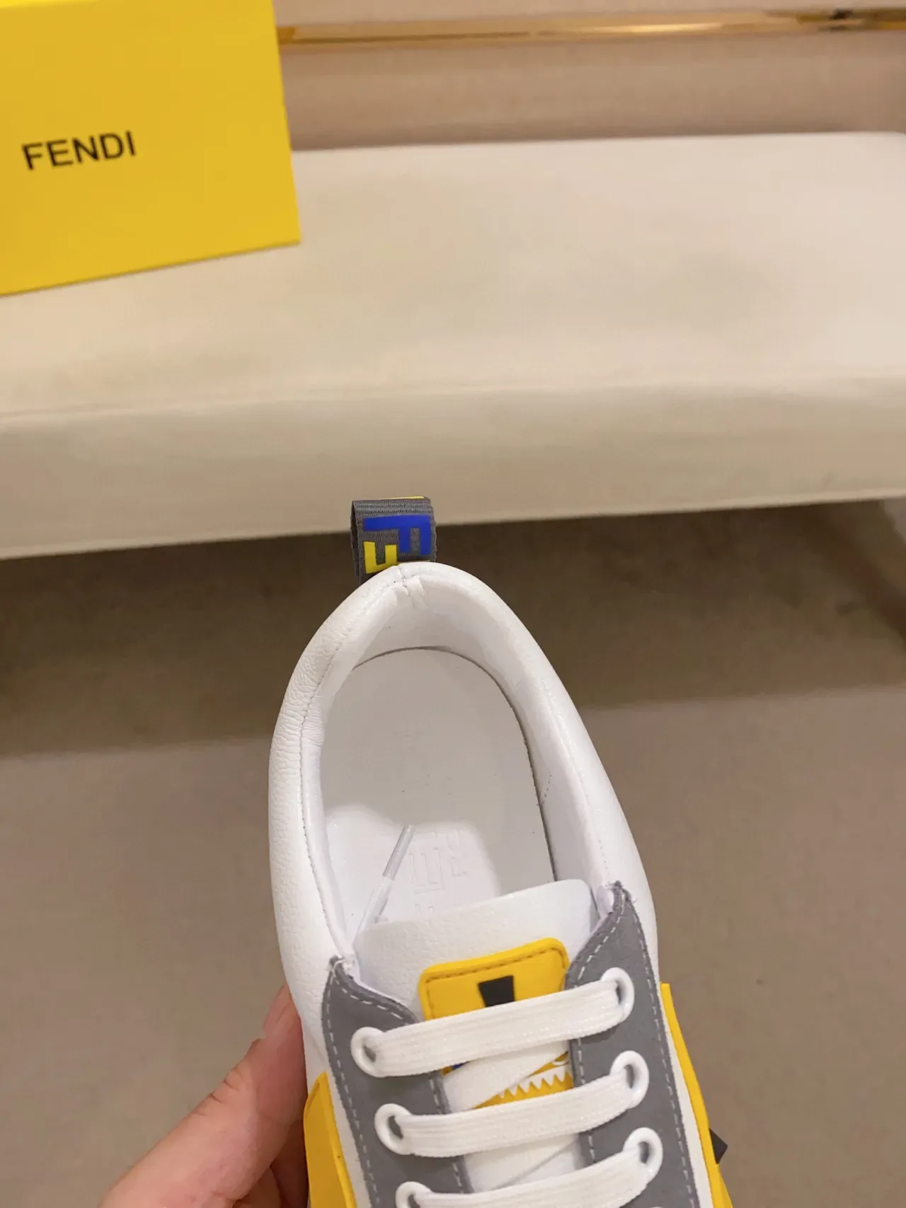 Fendi Mania White Gray Yellow Monster Eye Lifestyle Sneakers 5