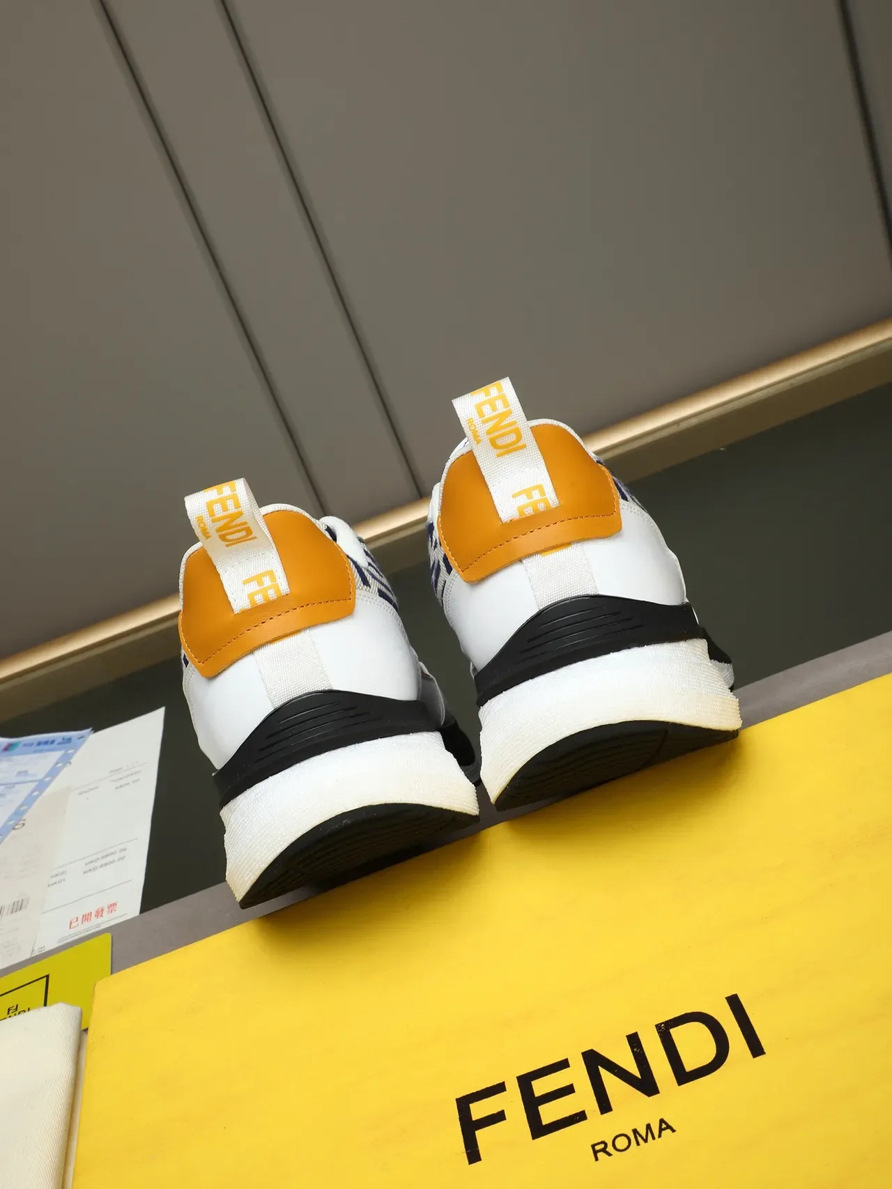 Fendi Monster Sneaker Blanc Marine Jaune FF Monogram Lifestyle Sneakers 3