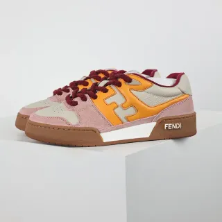 Fendi Pink Orange Multi-Material Upper FF Logo Panel Lifestyle Sneakers