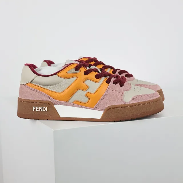 Fendi Pink Orange Multi-Material Upper FF Logo Panel Lifestyle Sneakers 3