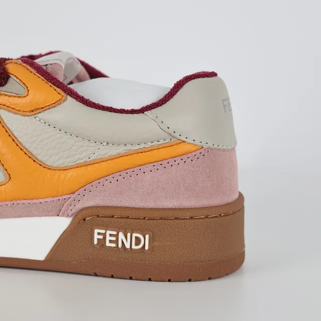 Fendi Pink Orange Multi-Material Upper FF Logo Panel Lifestyle Sneakers 4