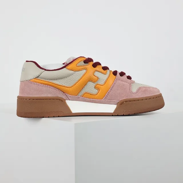 Fendi Pink Orange Multi-Material Upper FF Logo Panel Lifestyle Sneakers 7