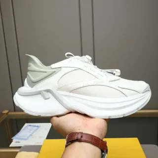 Fendi Runner White and Sage Green Chunky Sneakers