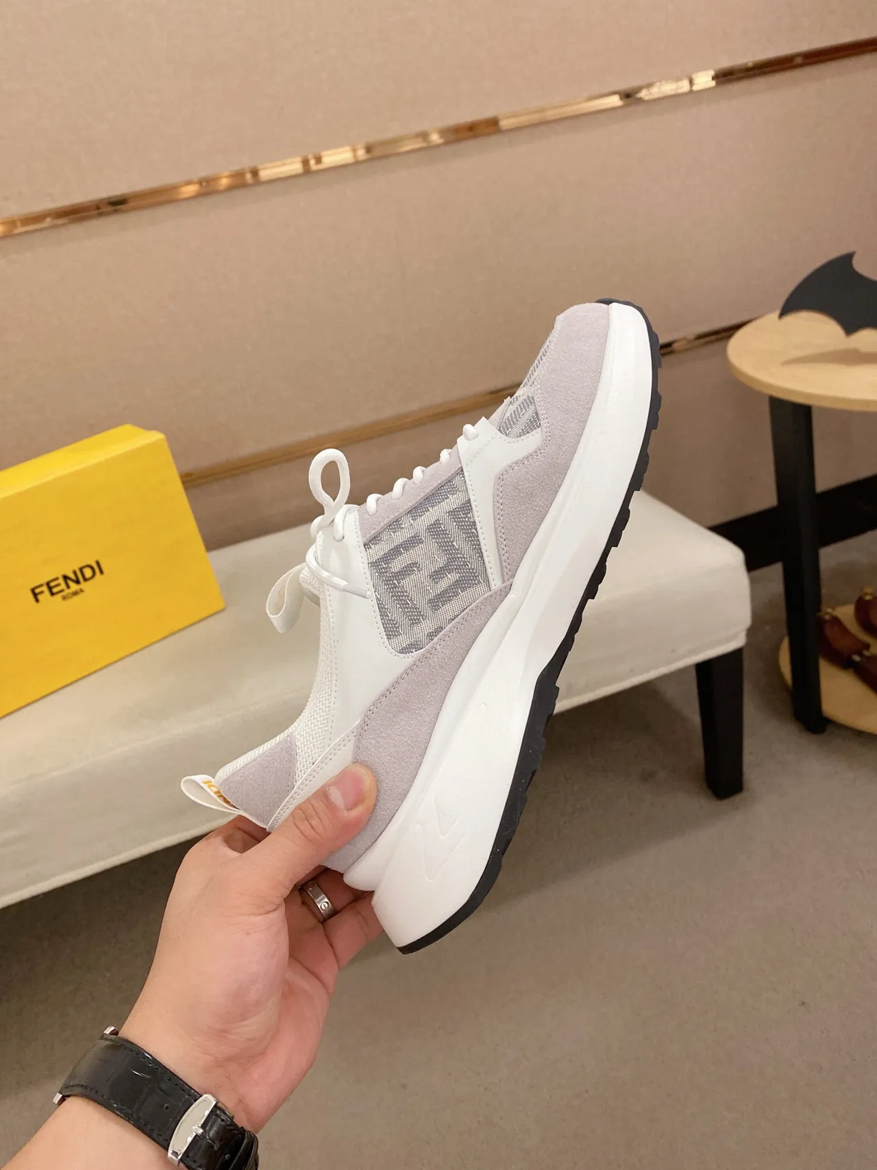 Fendi Track Trainer Tênis Cinza Monograma Chunky 5