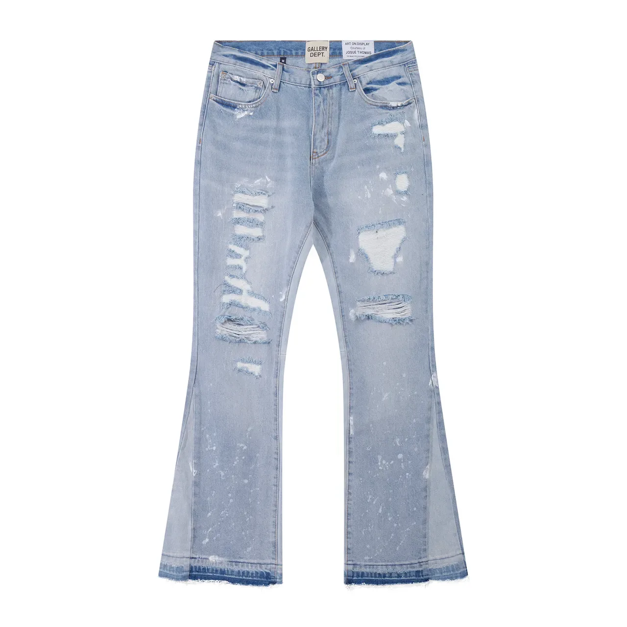 Gallery Dept Distressed Flared Paint-Splatter Light Blue Jeans 2