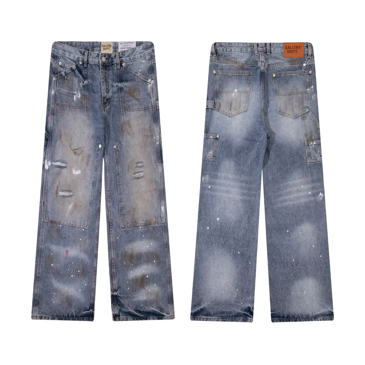 Gallery Dept Distressed Paint-Splattered Wide-Leg Jeans 2