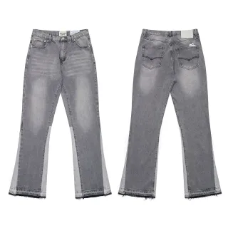 Gallery Dept Flared Contrast-Panel Washed Gray Jeans