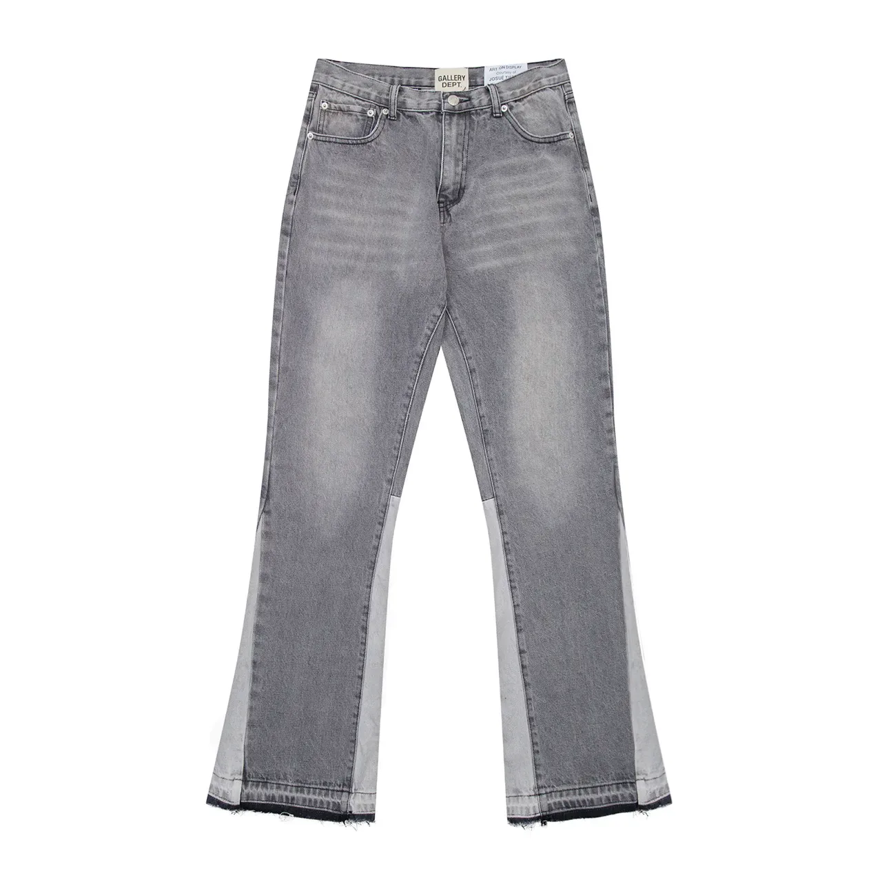 Gallery Dept Flared Contrast-Panel Washed Gray Jeans 2