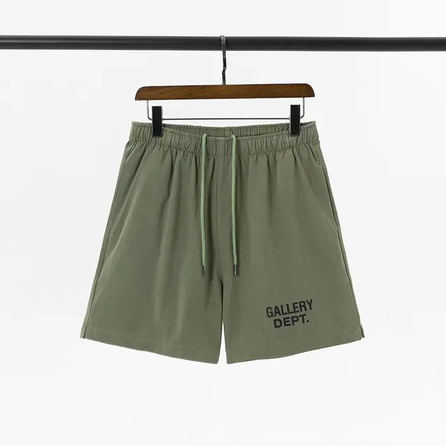 Gallery Dept Relaxed Drawstring Army Green Black Fit Elastic Waist Shorts 4