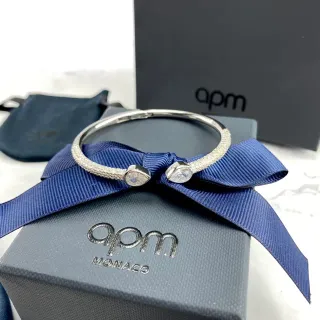 apm Monaco Pavé Gota Cristal Brazalete de Plata