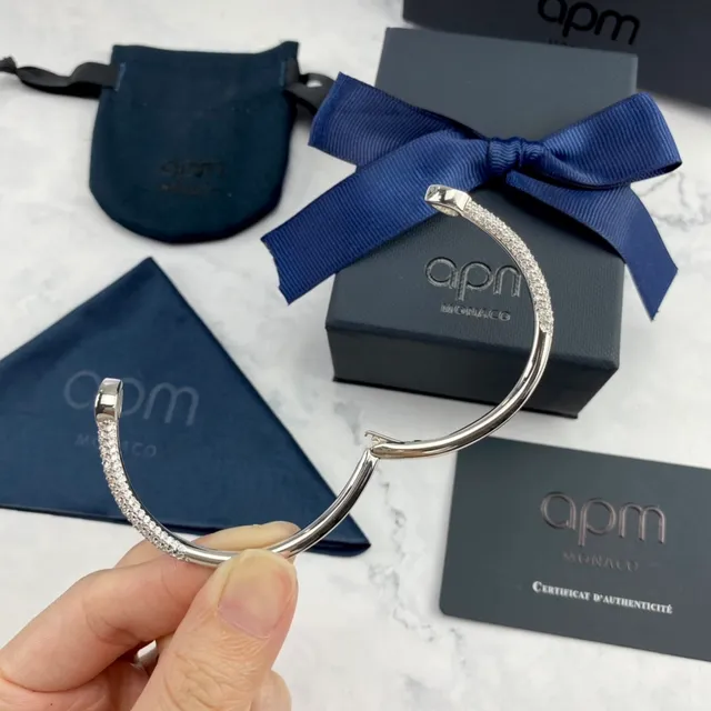 apm Monaco Pavé Teardrop Crystal Silver Bangle Bracelet 4
