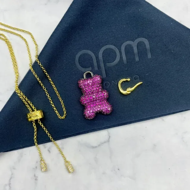 APM Monaco Teddy Bear Pave Crystal Pendant Necklace 3