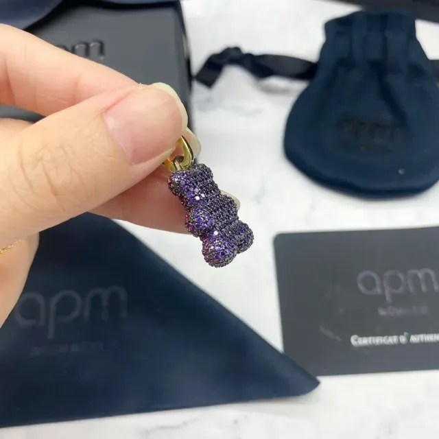 APM Monaco Teddy Bear Pave Crystal Pendant Necklace 4