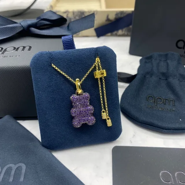 APM Monaco Teddy Bear Pave Crystal Pendant Necklace 6
