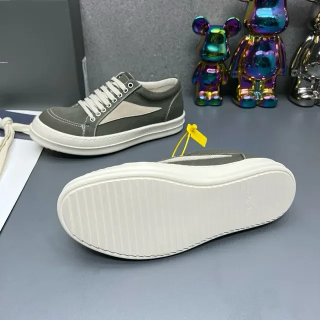 Army Green Beige Canvas Upper Contrast Side Panel Lifestyle Sneakers 2