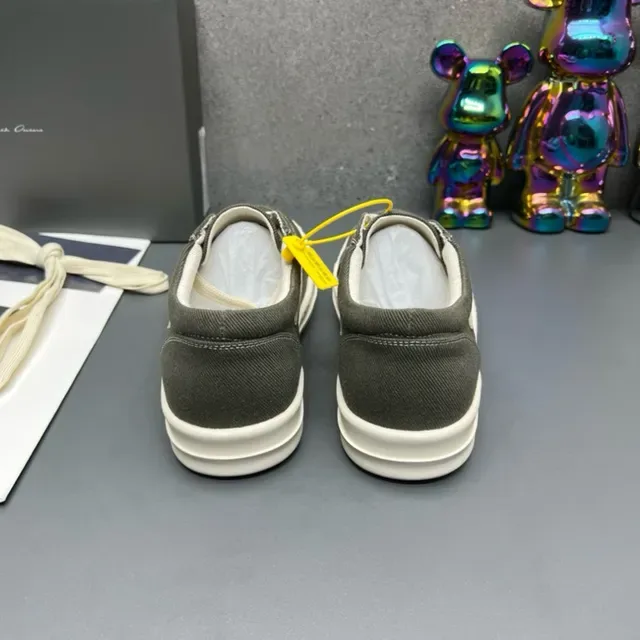Army Green Beige Canvas Upper Contrast Side Panel Lifestyle Sneakers 3