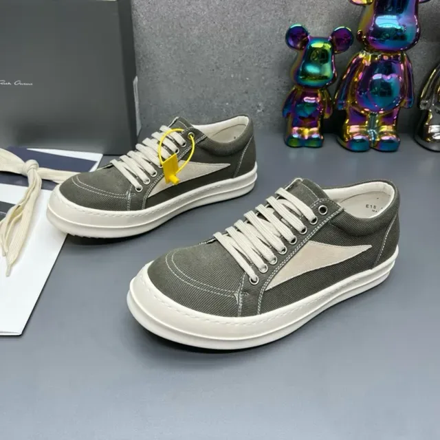 Army Green Beige Canvas Upper Contrast Side Panel Lifestyle Sneakers 4