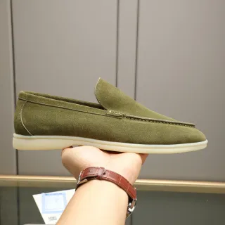 军绿色 米色 橄榄色 麂皮 Moc-Toe 缝合 乐福鞋