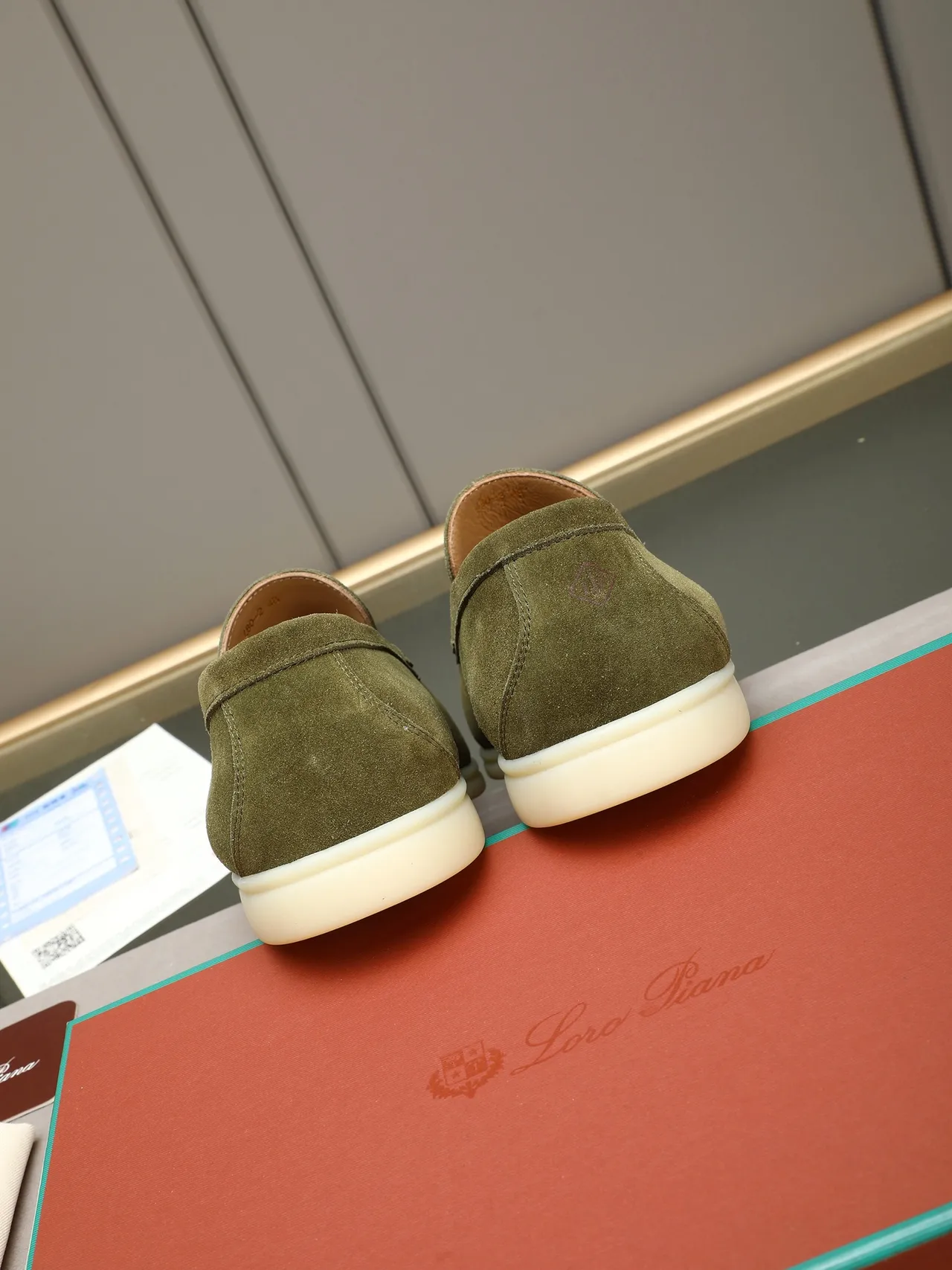 Army Green Beige Olive Suede Moc-Toe Stitching Loafer 3