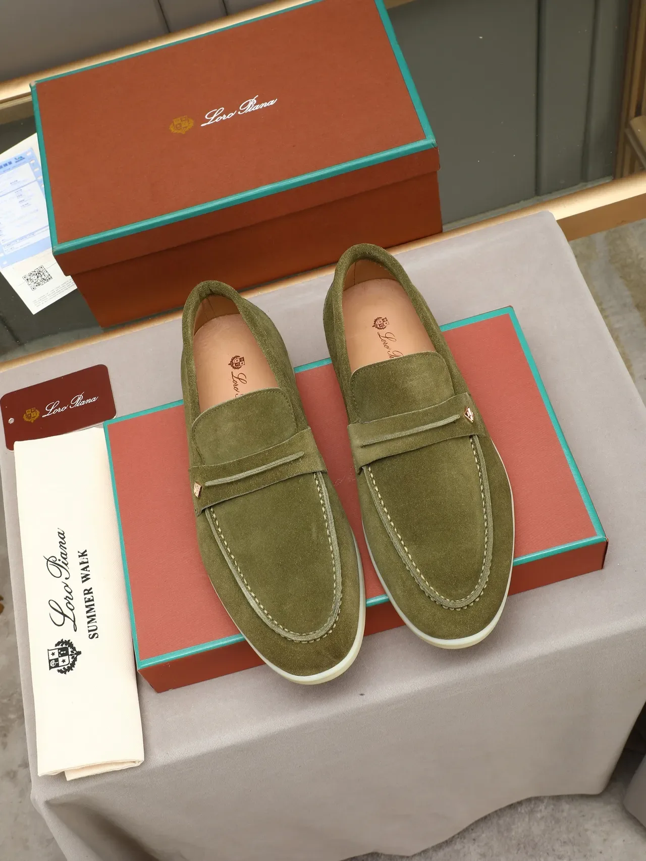 Army Green Beige Suede Upper Penny Strap Loafer 3