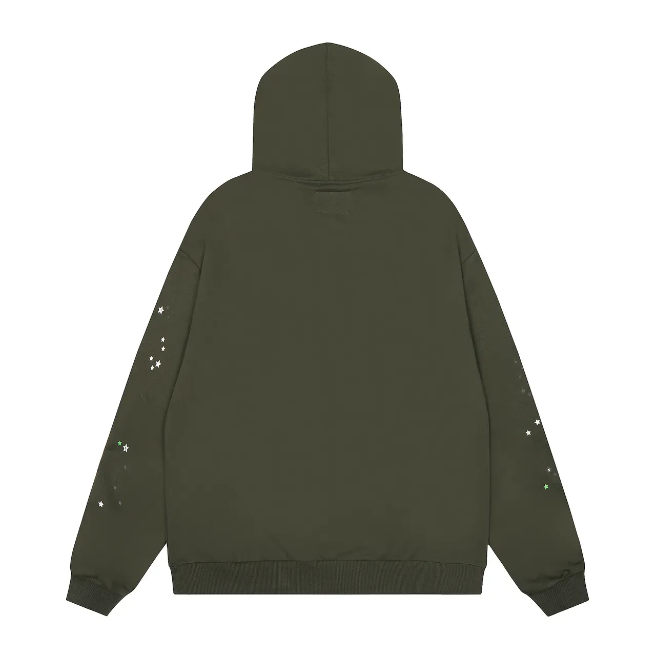 Army Green Oversized Fit Screen-Printed Spiderweb Graphic Hoodie 3