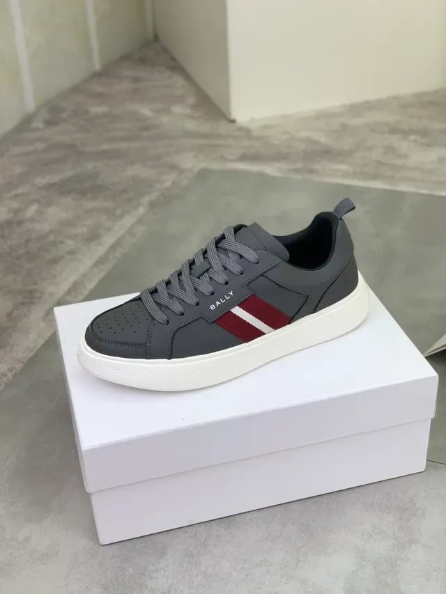 Bally Lifestyle Sneaker Gray Red Leather Upper Perforated Toe Lifestyle Sneakers 4