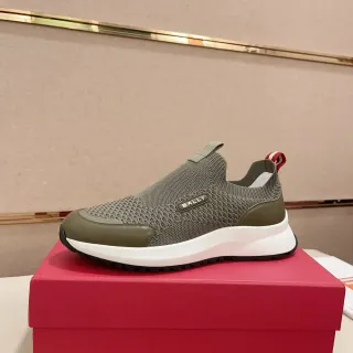 BALLY Tênis Lifestyle Verde Oliva Tricot Slip-On